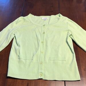 LOFT Light Green Button-Up Cardigan